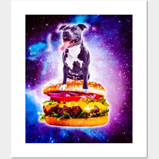 Outer Space Galaxy Dog Riding Burger Posters and Art